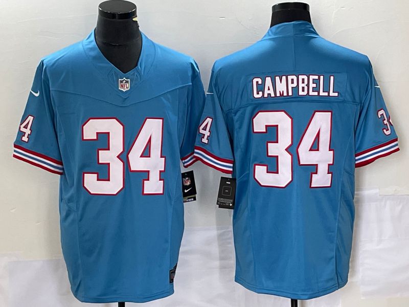 Men Tennessee Titans 34 Campbell Light Blue Nike Throwback Vapor Limited NFL Jersey